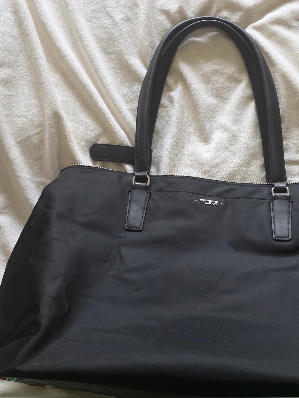 Tumi Black Nylon Work Tote with Leather Handles